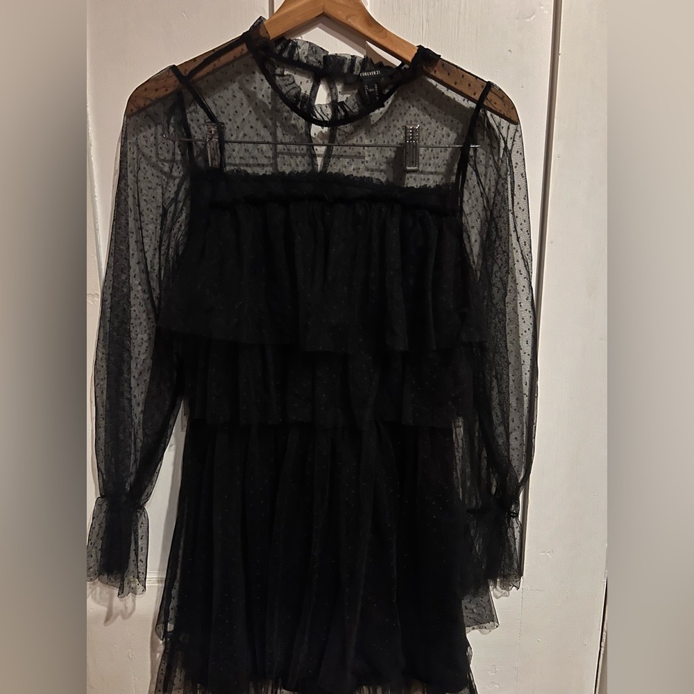 Forever 21 Mesh Ruffle Tiered Dress